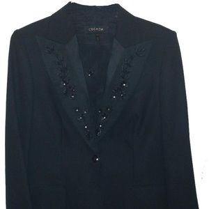 Elegant Escada Tuxedo Dinner Jacket W Beaded Lapel - image 1